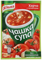 Суп, Knorr (Кнорр) 13.7 г Чашка супа растворимый Харчо с сухариками пакет