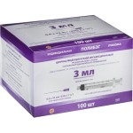 Шприц одноразовый, Leiko (Лейко) 3 мл р. 0.6ммх32мм 23G 100 шт трехкомпонентный Луер лок полибэг